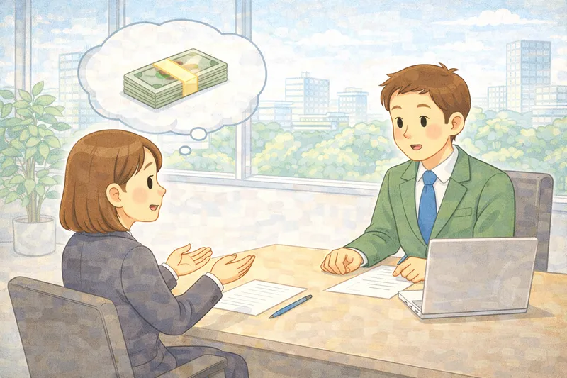 An employee discussing salary with their manager