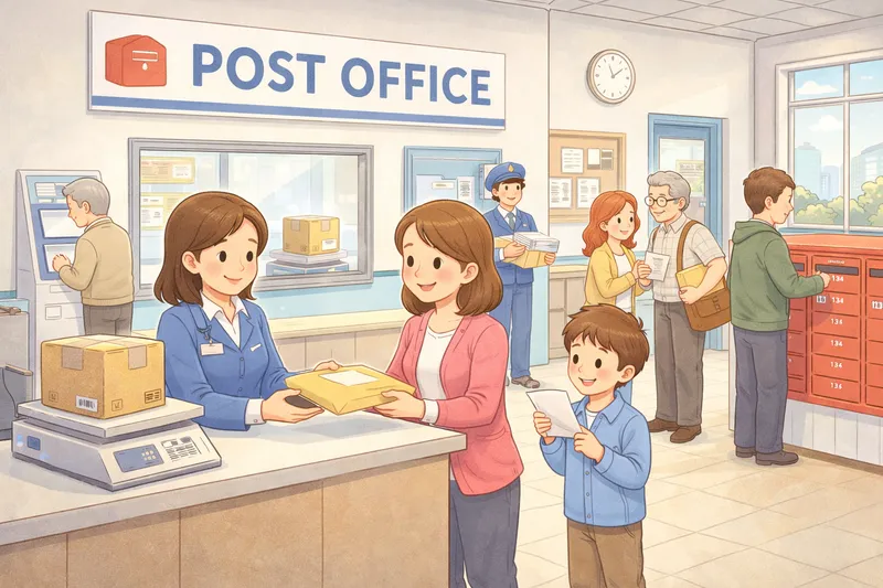 A customer mailing a package at the post office