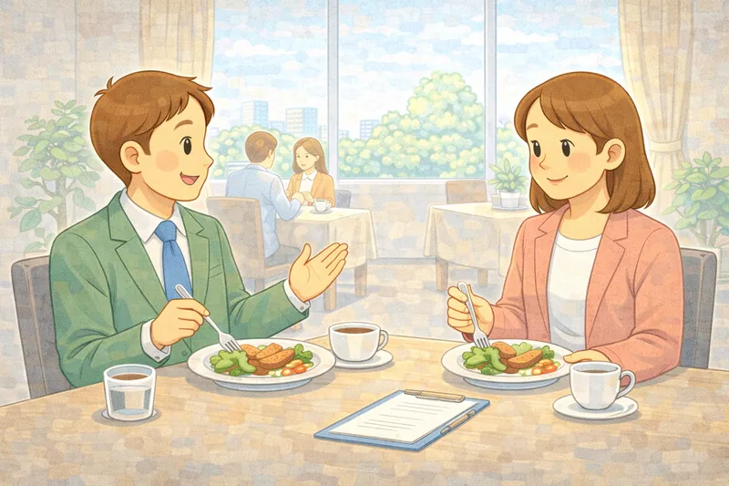 Professionals having a business lunch at a restaurant