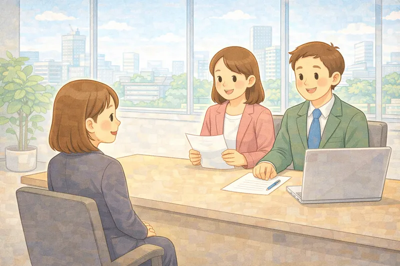 A candidate in a job interview with an interviewer