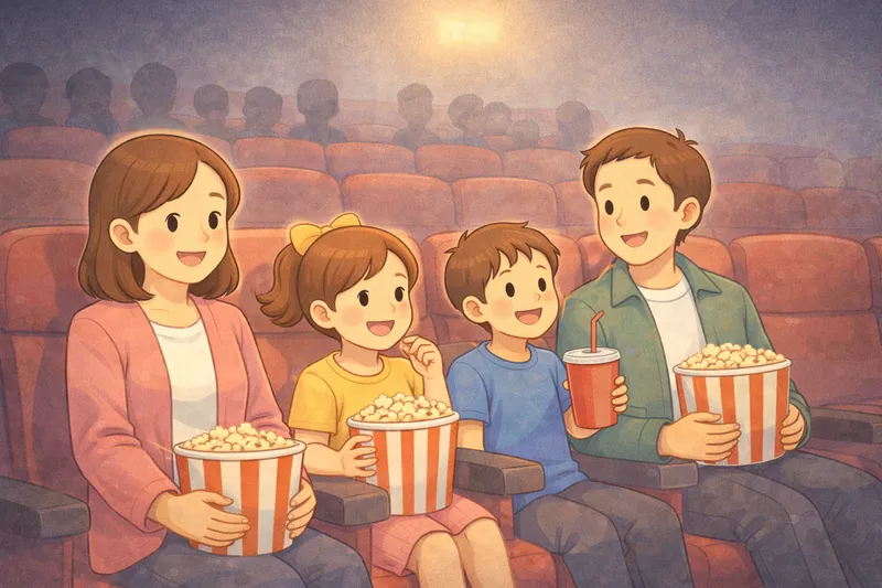 Friends watching a movie together with popcorn