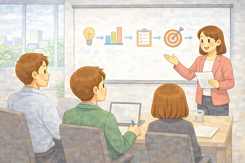 A person presenting slides to colleagues