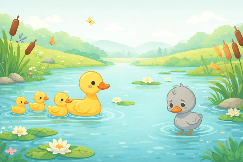 A gray duckling among beautiful white swans