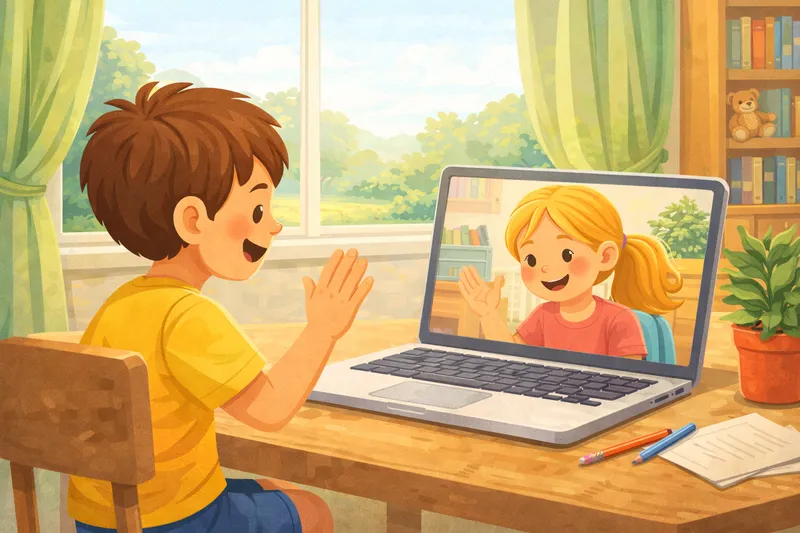 A person on a video call at their computer