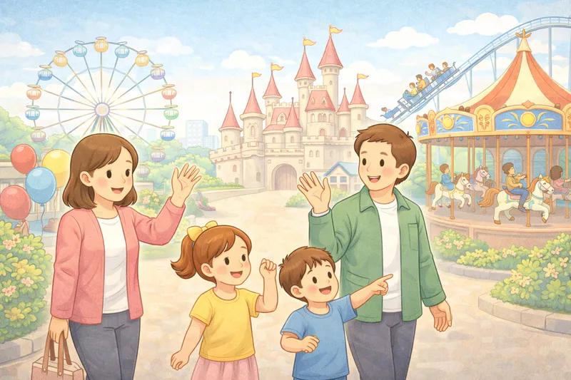 People enjoying rides at a theme park