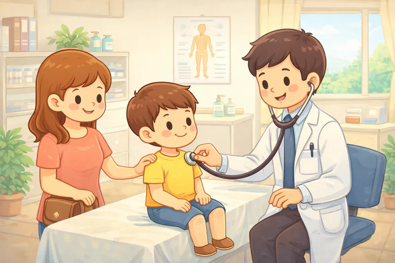 A patient talking to a doctor in a medical office